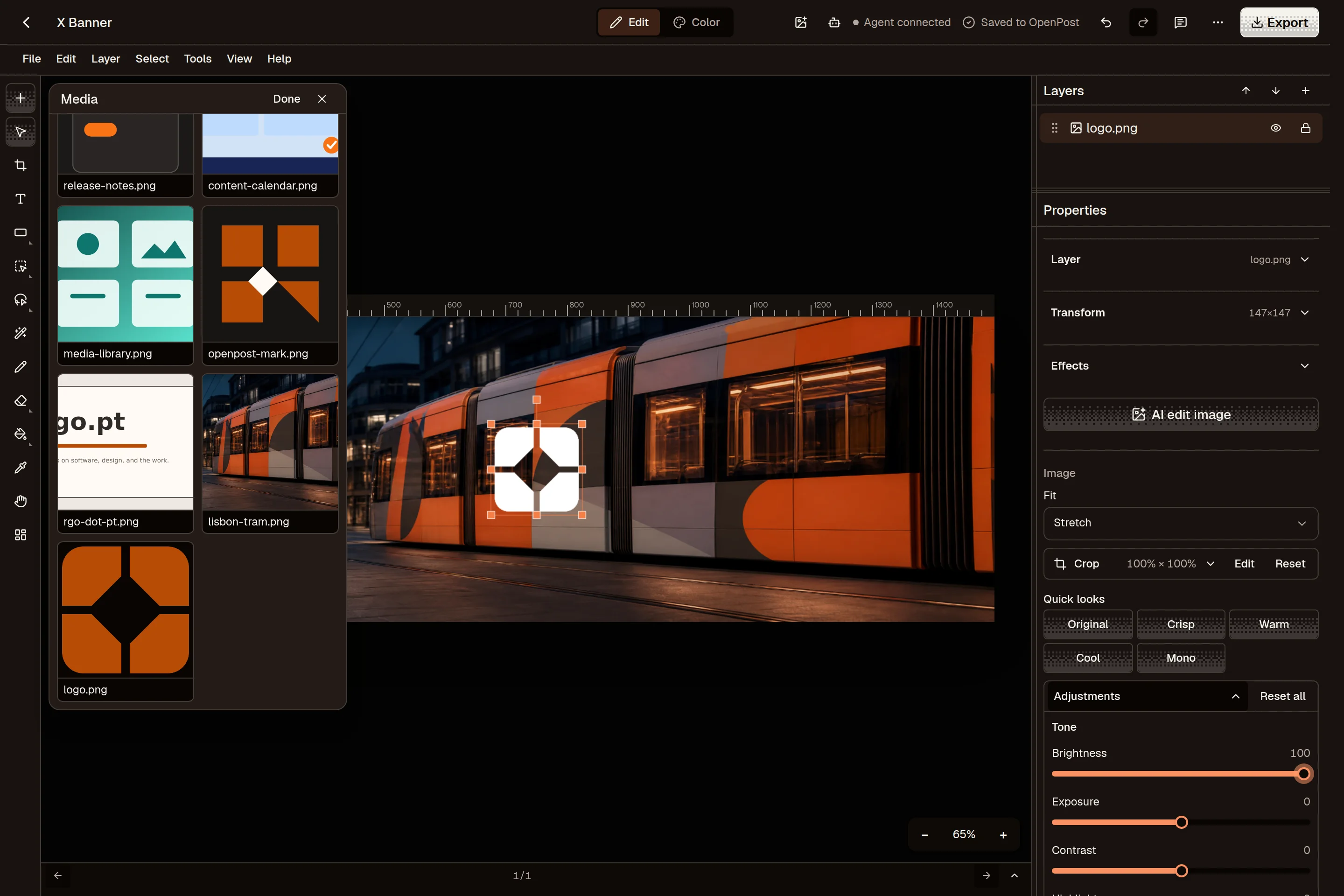 OpenPost image editor for preparing Pixelfed content